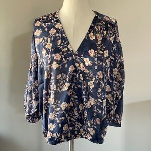 LOVESTITCH BOHEMIAN floral relaxed oversized blouse. 3/4 balloon sleeve. Size S